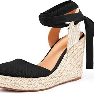 Womens Espadrille Wedge Sandals Suede Platform Ankle Strap Summer Shoes